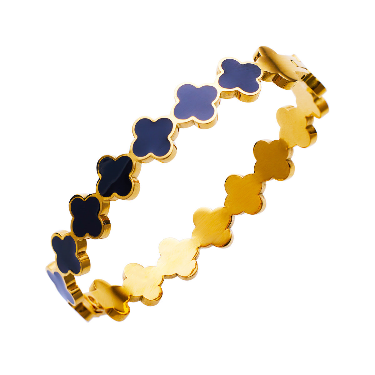 Stainless Steel Multi Enamel Clover Bangle
