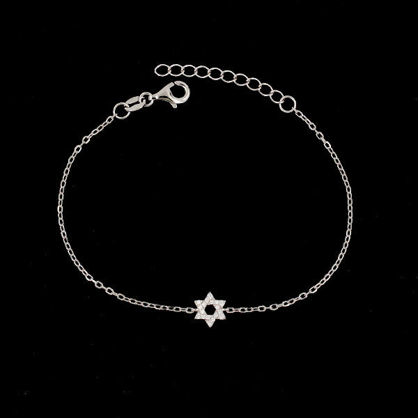 Sterling Silver CZ Magen David Bracelet