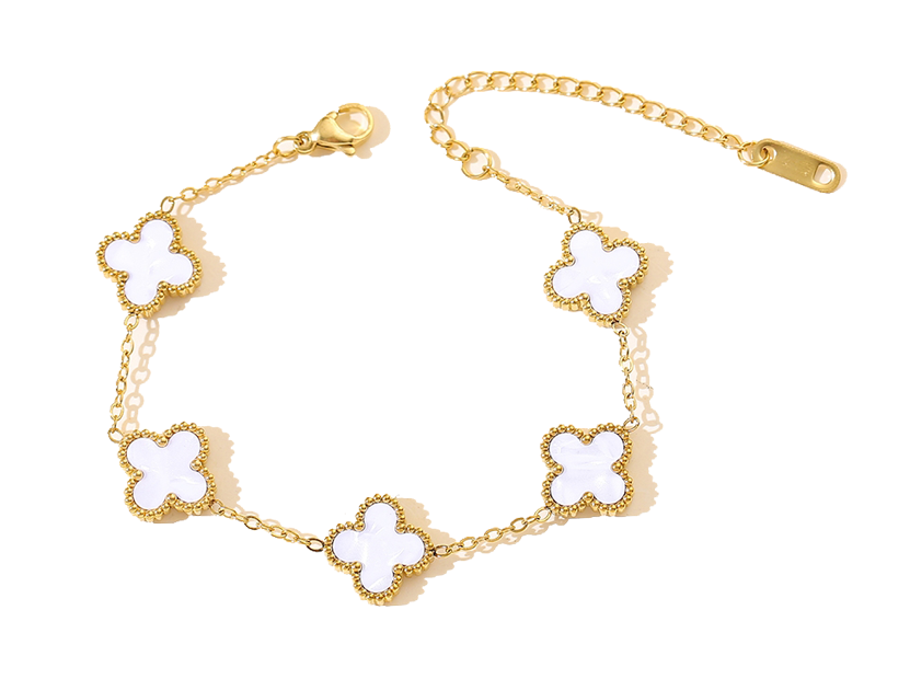 Stainless Steel Clover Bracelet White