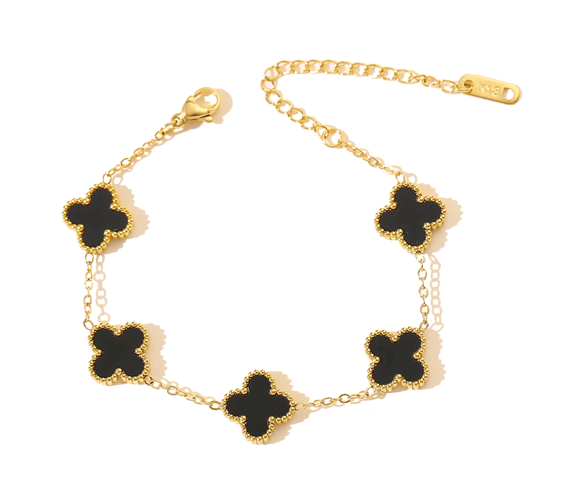 Stainless Steel Clover Bracelet Black