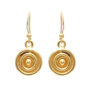 minimalist gold earrings, small gold drops, brushed gold petite earrings, everyday gold jewellery, Susan Rose Jewellery
