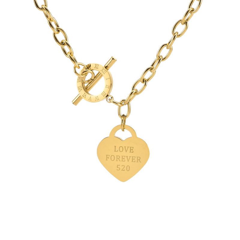Stainless Steel Full Of Hearts Gold Necklace