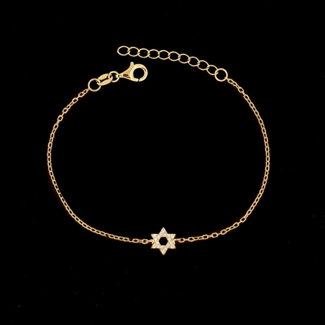 Sterling Silver CZ Magen David Judaica Bracelet