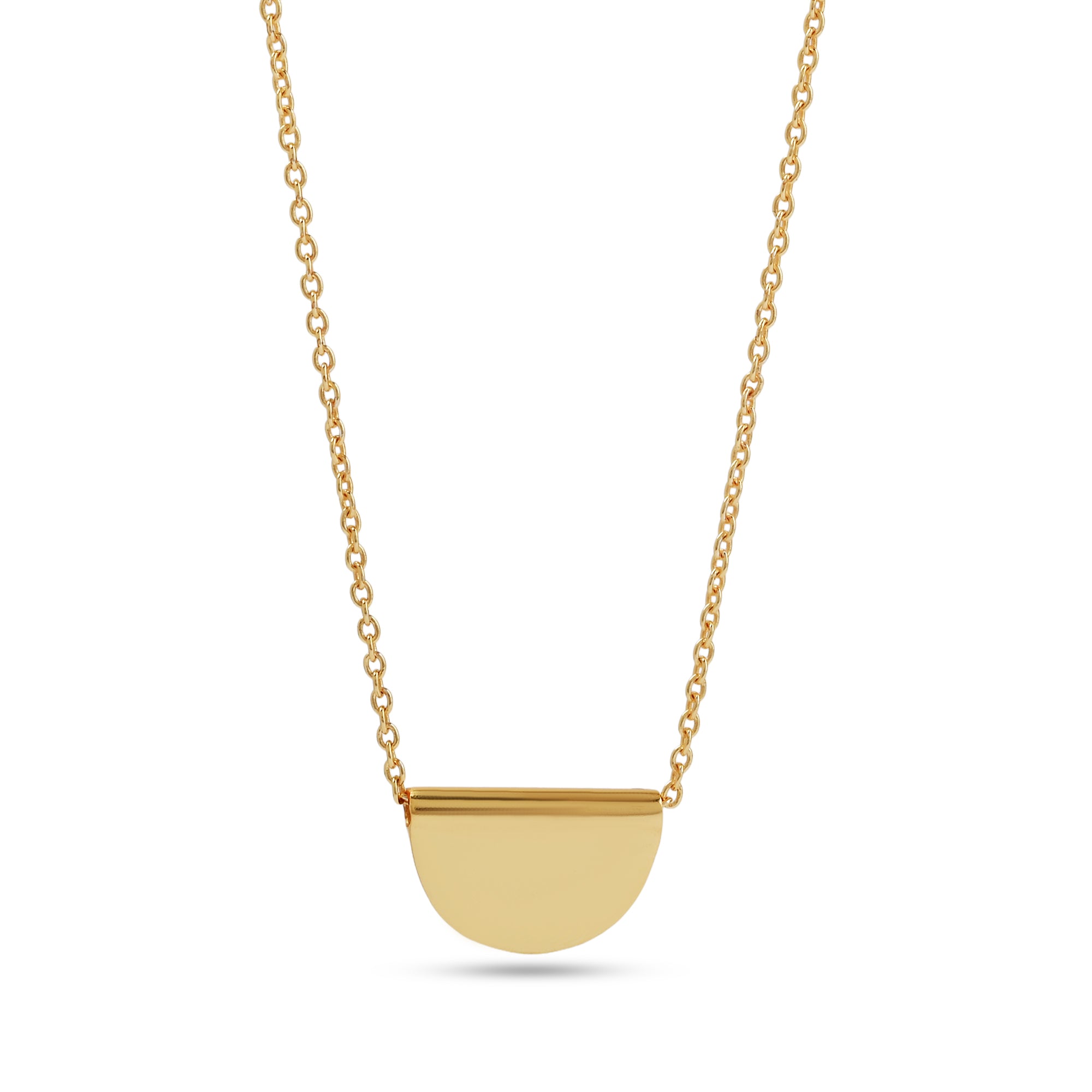 gold crescent necklace, minimalist gold pendant, layering necklace Australia, sculptural jewellery, everyday gold necklace, Susan Rose jewellery