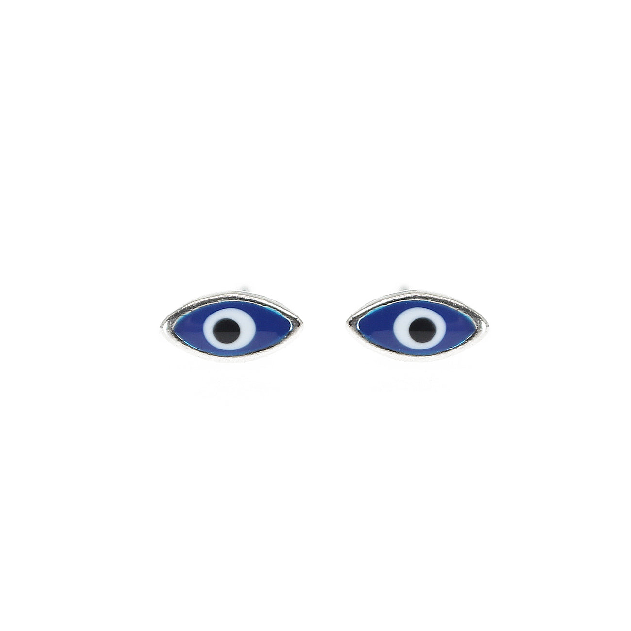 Sterling Silver Evil Eye Dark Blue Studs