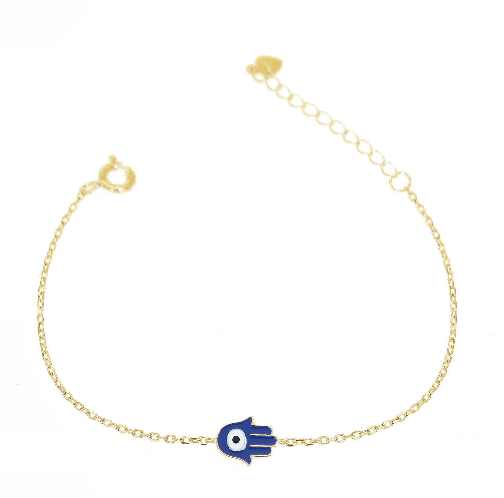 Sterling Silver Hamsa Evil Eye Bracelet - Blue