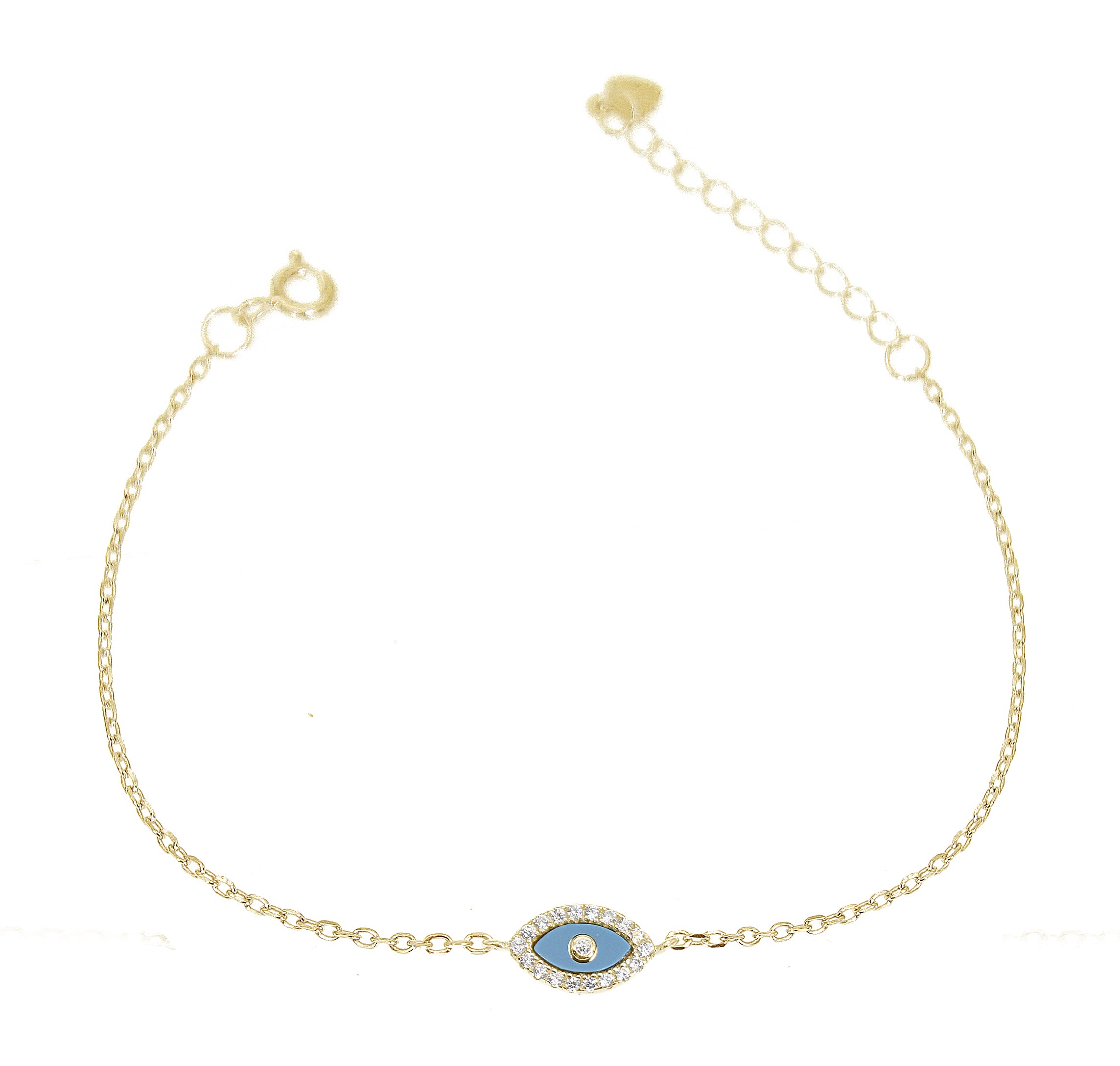 Sterling Silver Evil Eye CZ Turquoise Bracelet