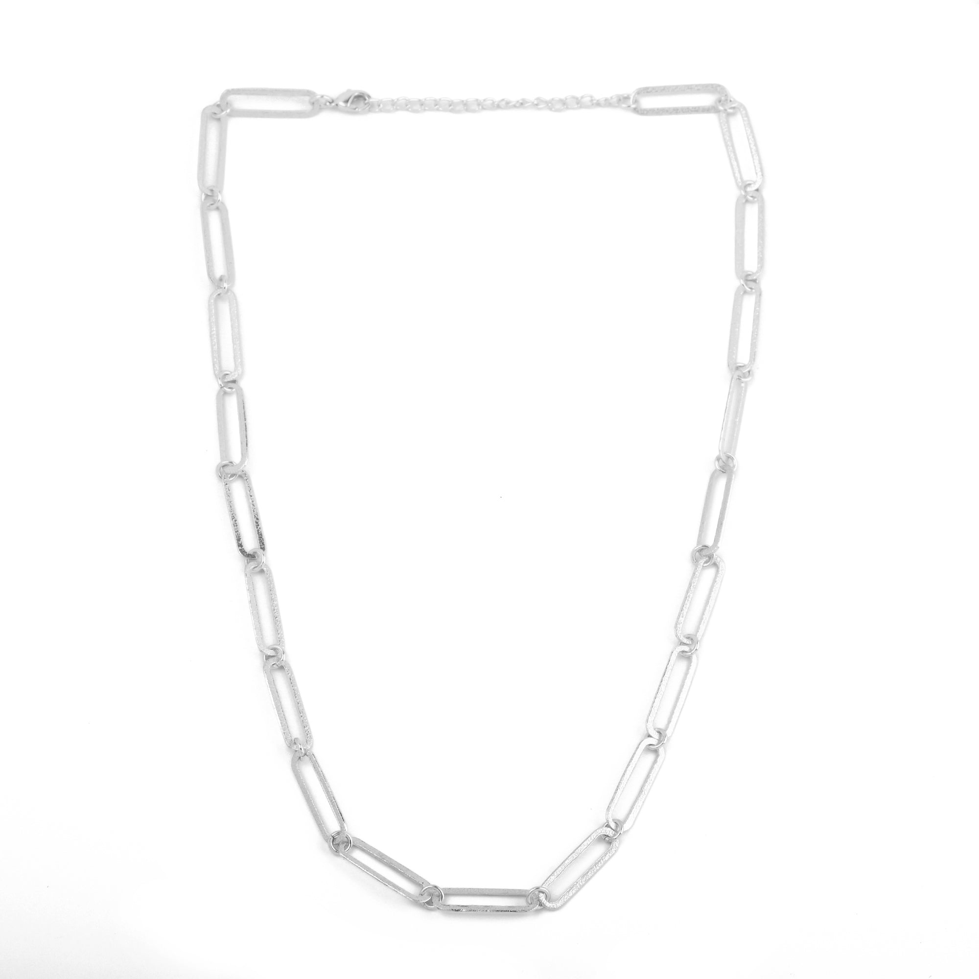 silver open link necklace, chunky silver chain Australia, brushed silver necklace, bold silver statement jewellery, Susan Rose necklace silver, modern chain link necklace