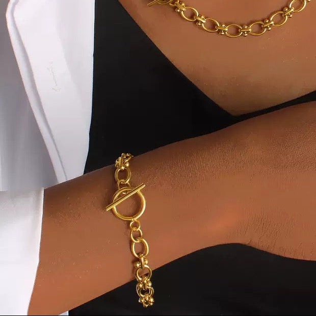 chunky chain necklace, fob clasp gold, bold link necklace, statement stainless steel jewellery, Susan Rose Jewellery