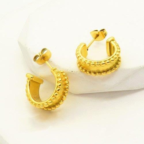 gold beaded earrings, textured hoop earrings, stainless steel half hoops, unique gold earrings, Susan Rose Jewellery