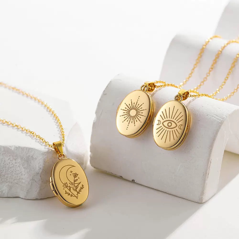 Sun Chain Locket Stainless Steel Sun Locket Necklace – Susan Rose
