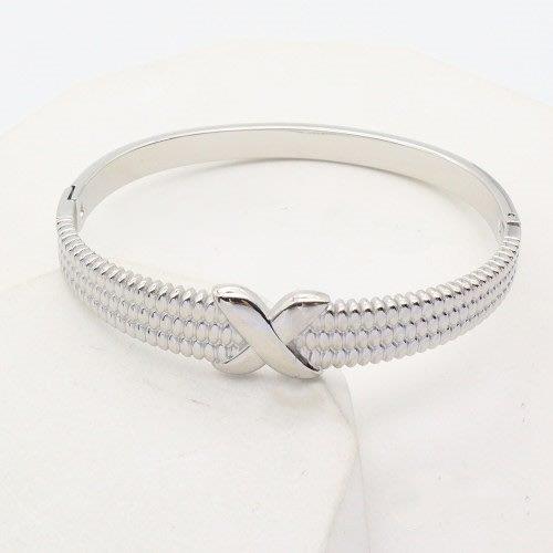 Stainless Steel X Cable Bangle – Silver – Susan Rose