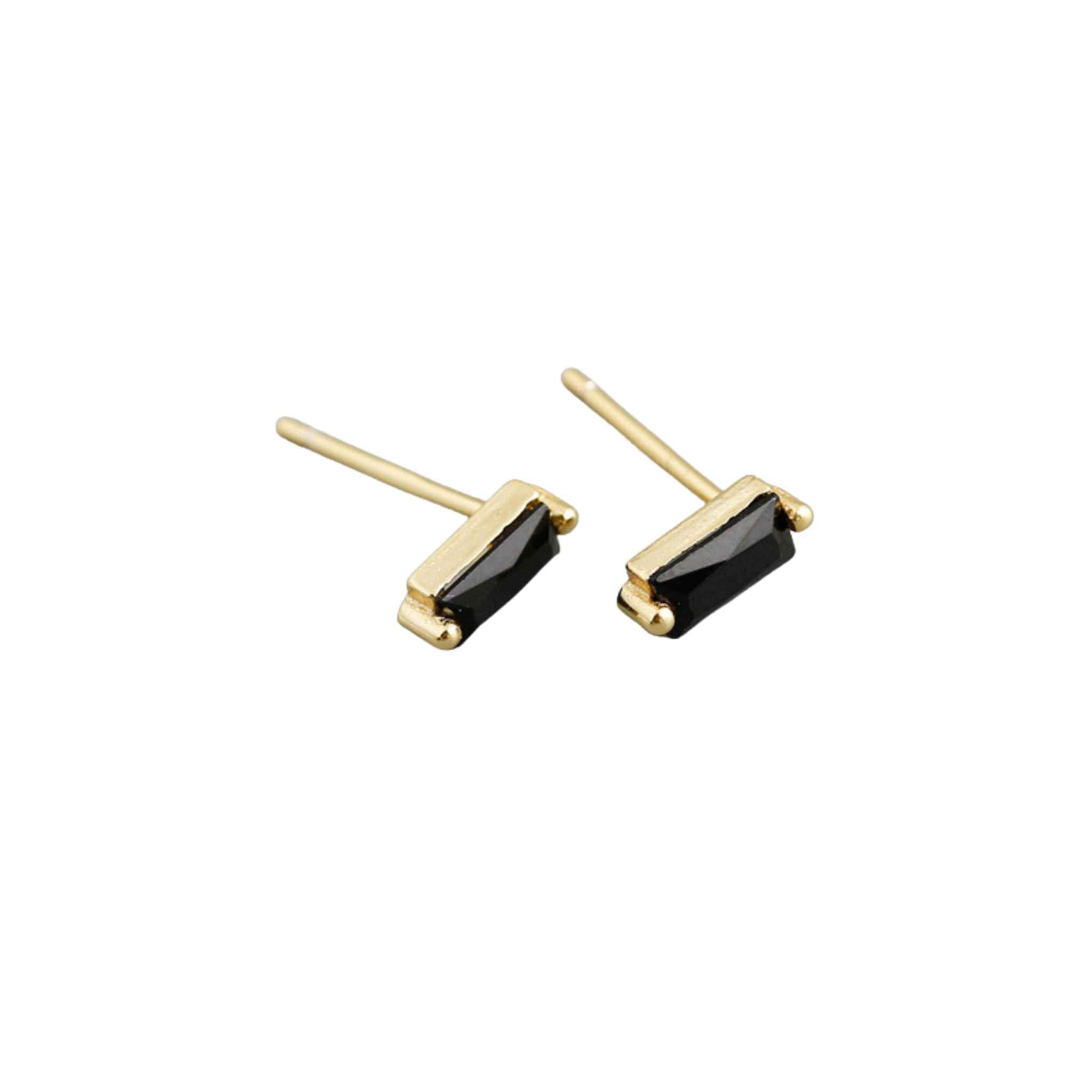 Sterling Silver Baguette Studs Gold