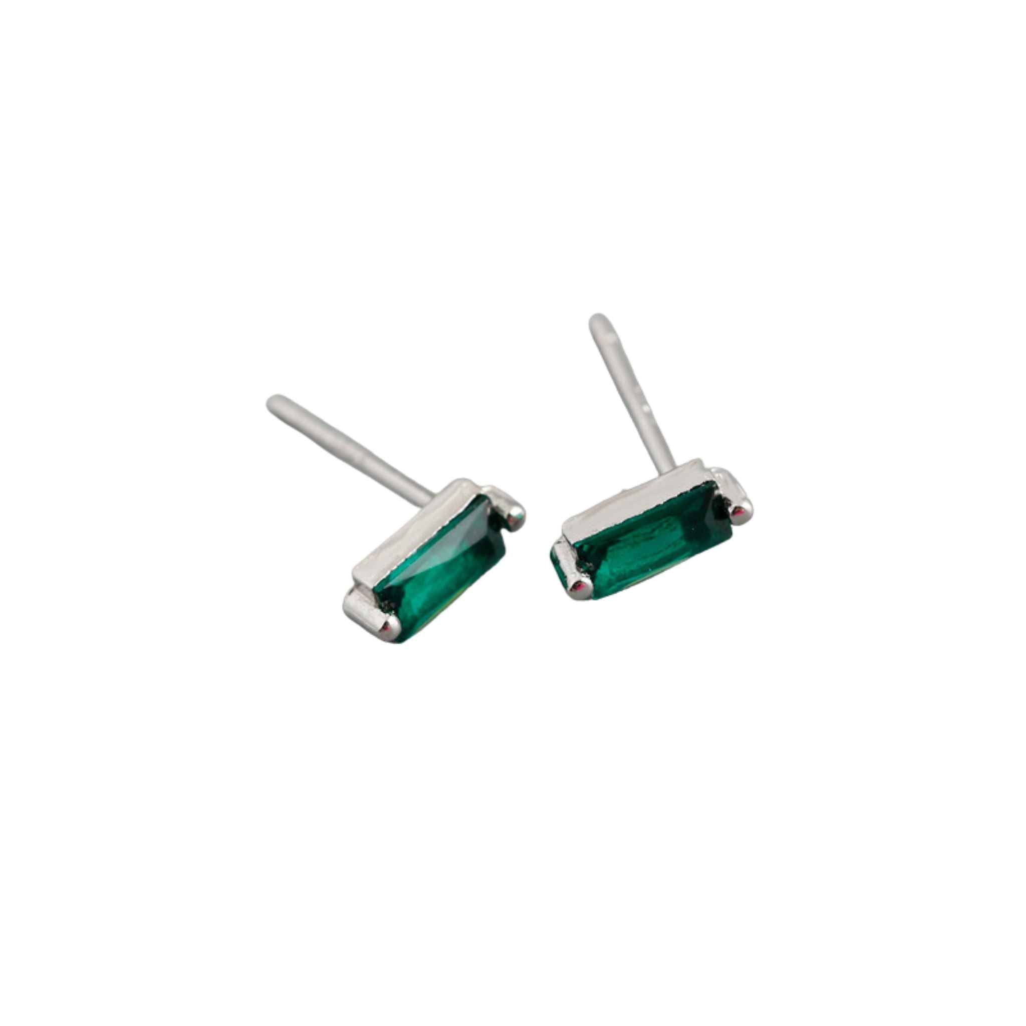 Sterling Silver Baguette Studs Silver