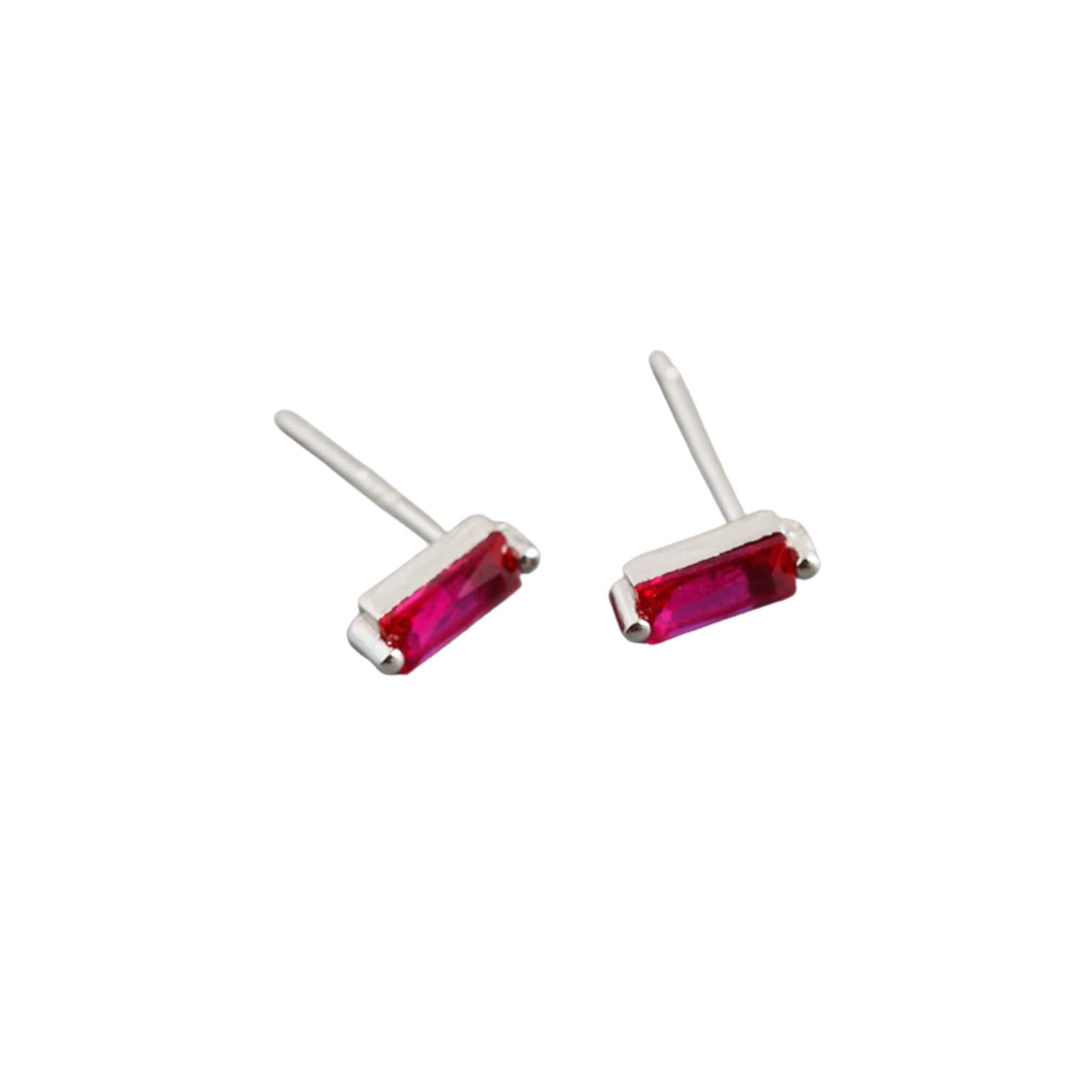 Sterling Silver Baguette Studs Silver