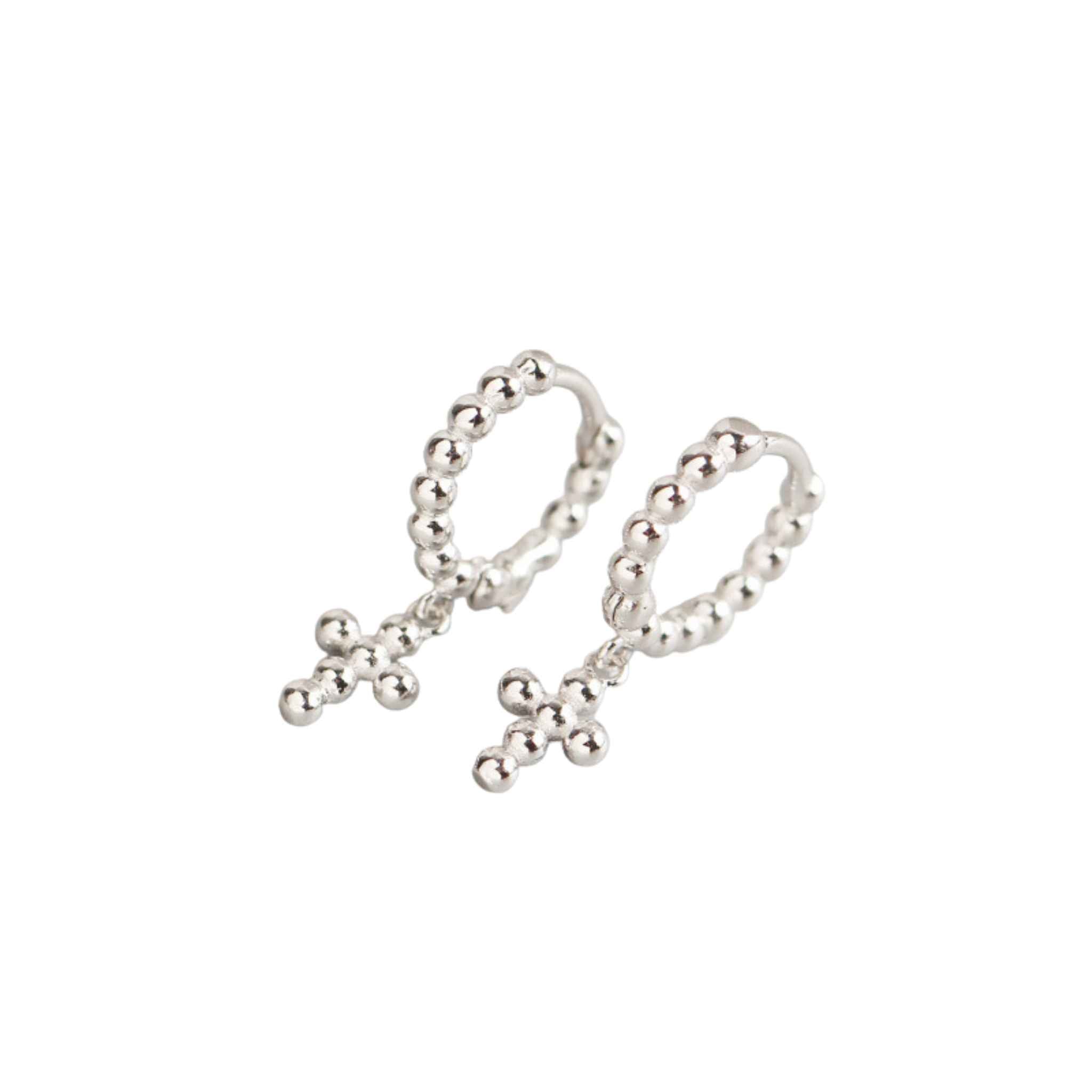 Sterling Silver Cable Cross Huggy
