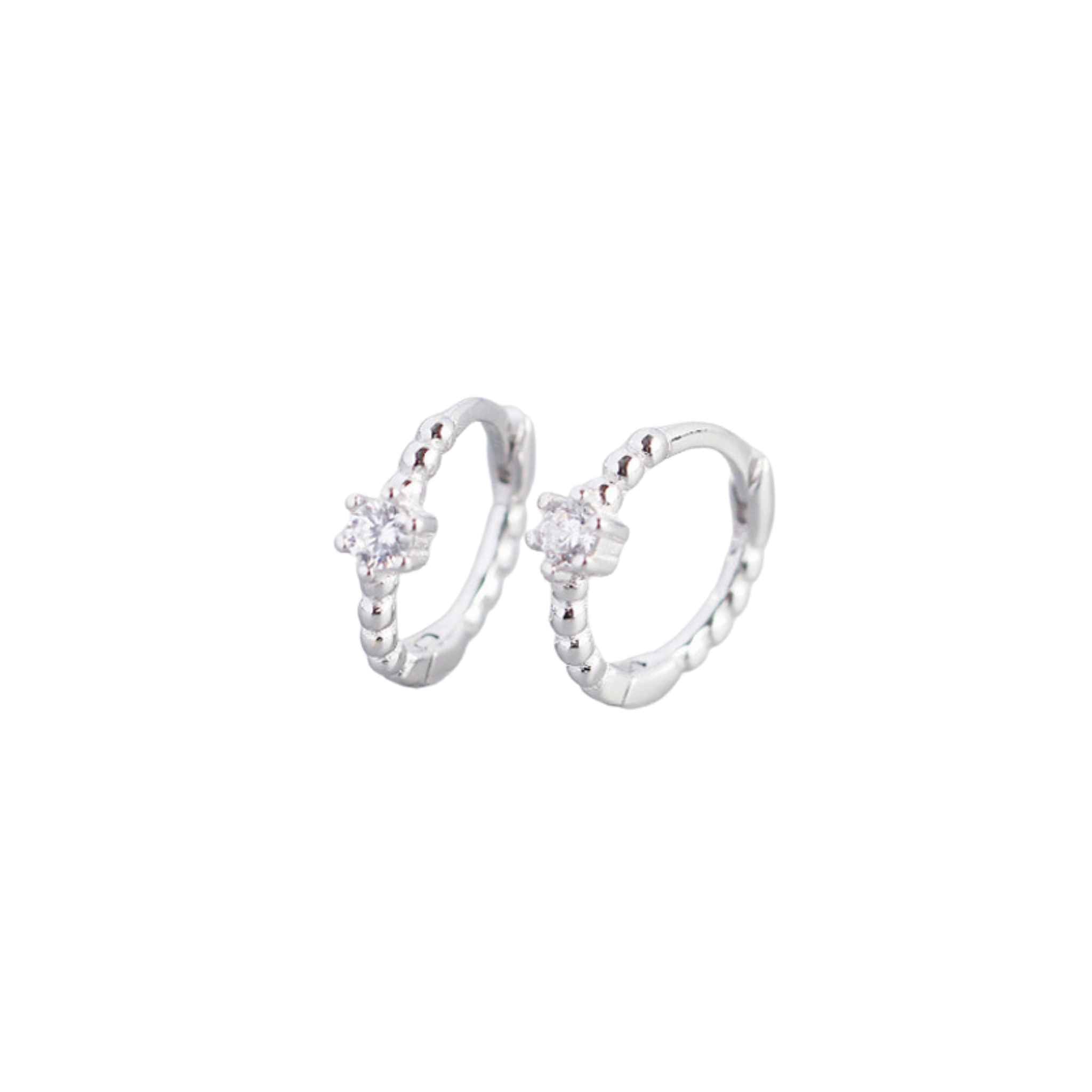Sterling Silver Cable Crystal Huggy Silver