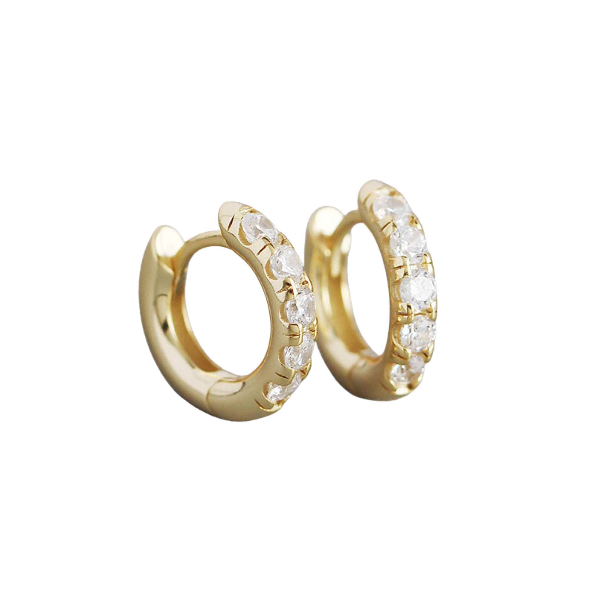 Sterling Silver Crystal Huggy Gold