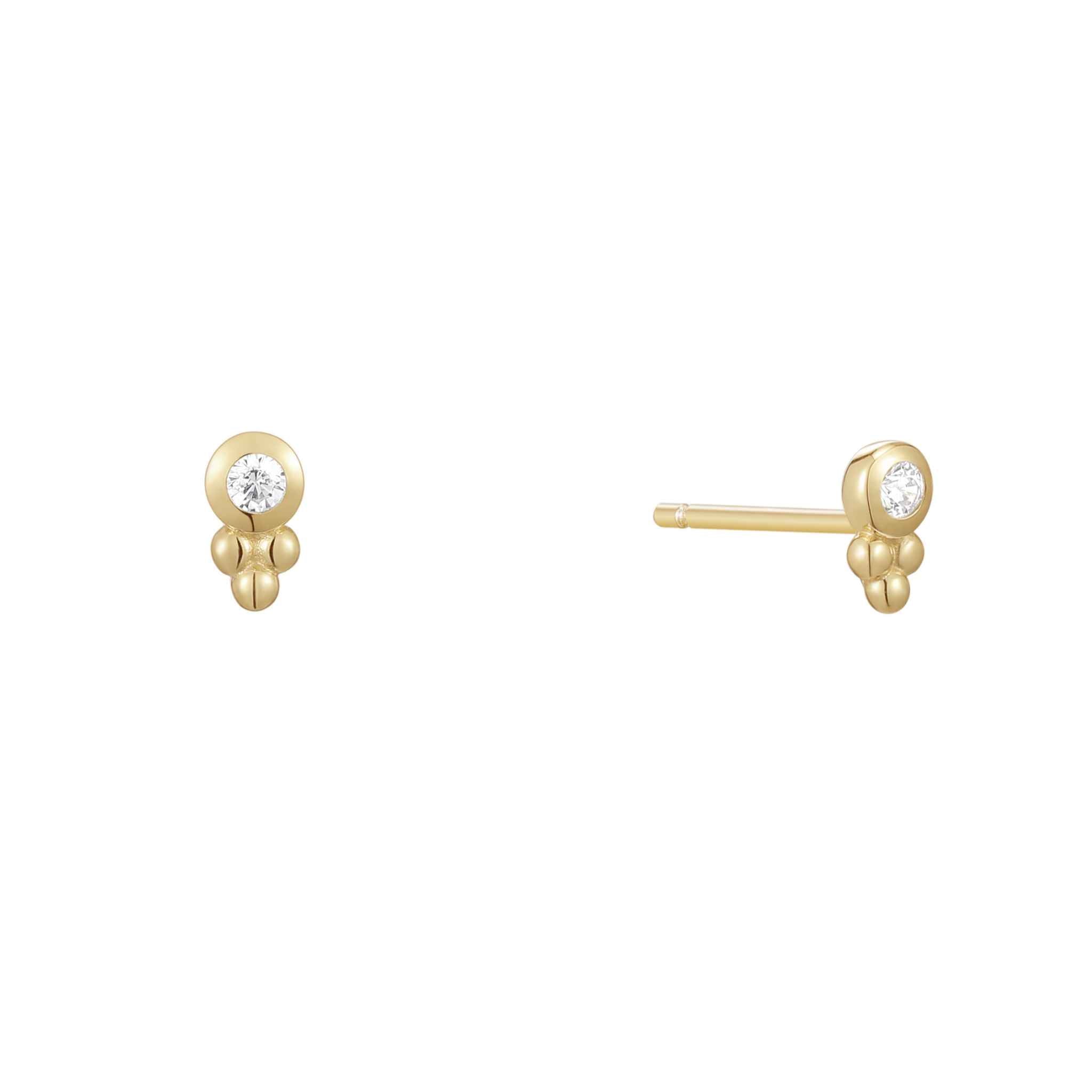 Sterling Silver CZ and Ball Earring