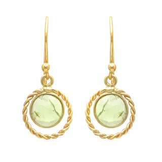 gold peridot earrings, twisted gold hoop earrings, natural stone jewellery, green gemstone drop earrings, Susan Rose Jewellery
