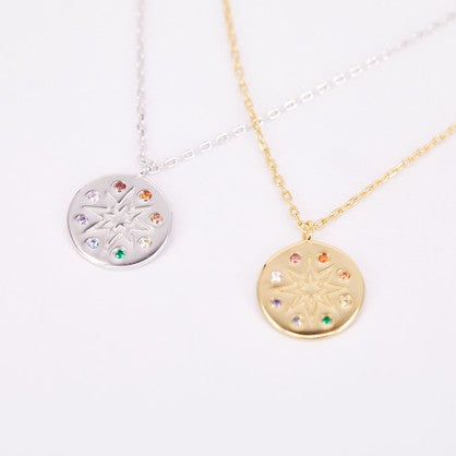 Sterling Silver Color CZ Disc Silver
