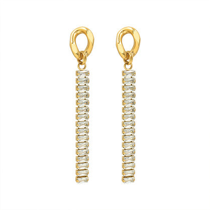 CZ Crystal Drop Gold Earrings